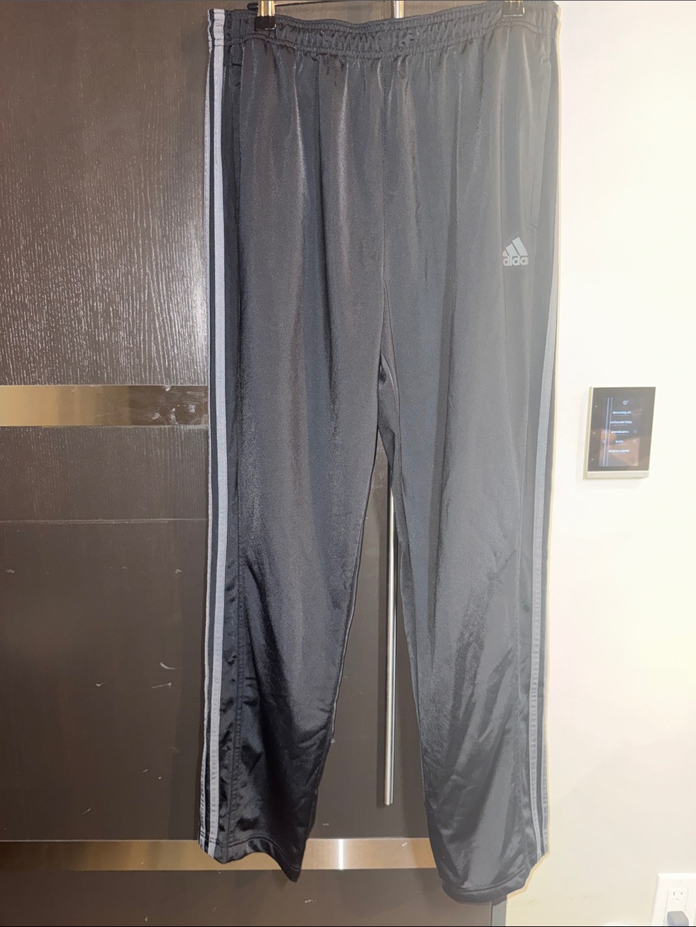 adidas Black Track Joggers with Grey Side Stripes